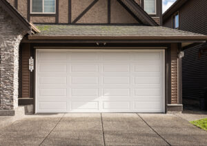 White garage door on a suburban home