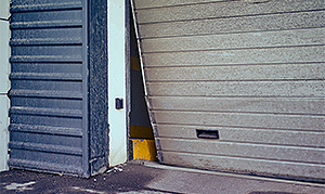 a broken garage door